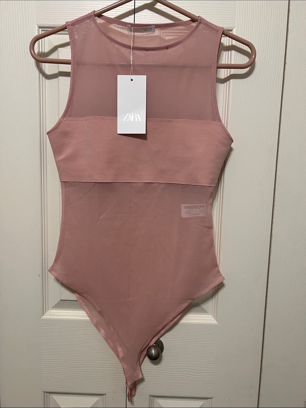ZARA Dusty Rose Mesh Bodysuit
